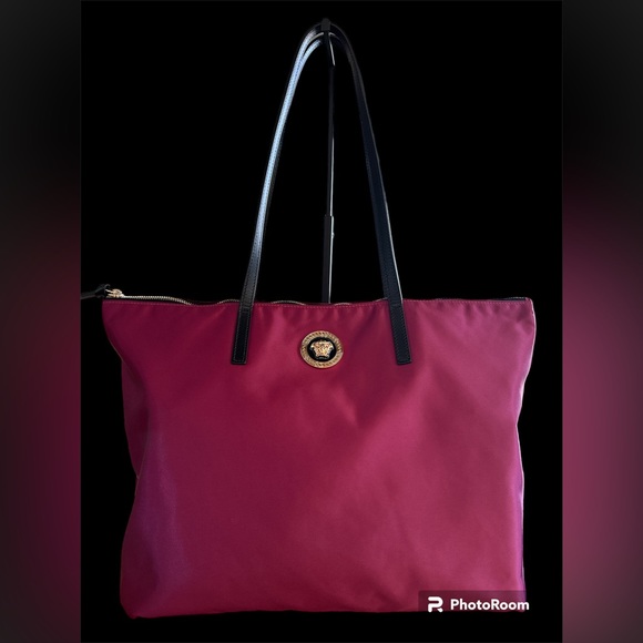 Versace nylon fuscia large tote & dust bag! NWOT! - Picture 2 of 12